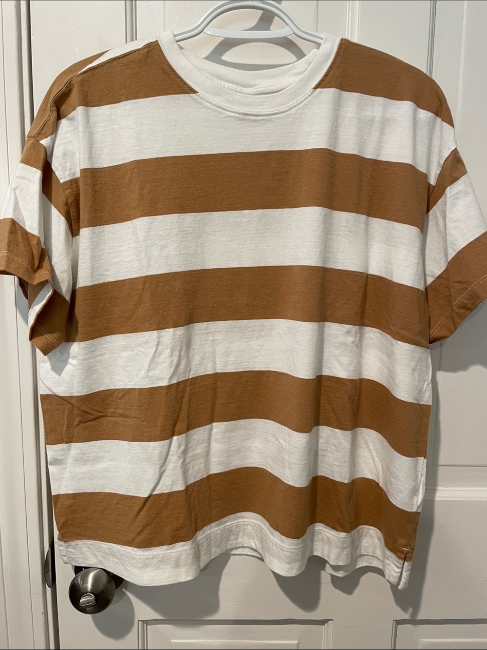 Old Navy Brown & White Striped Short Sleeve Tee
